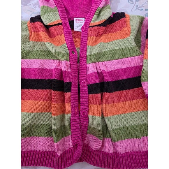 Vtg Girls Gymboree Sweater Size 18-24 Months All About Buttons Hood Cardigan - Picture 3 of 6